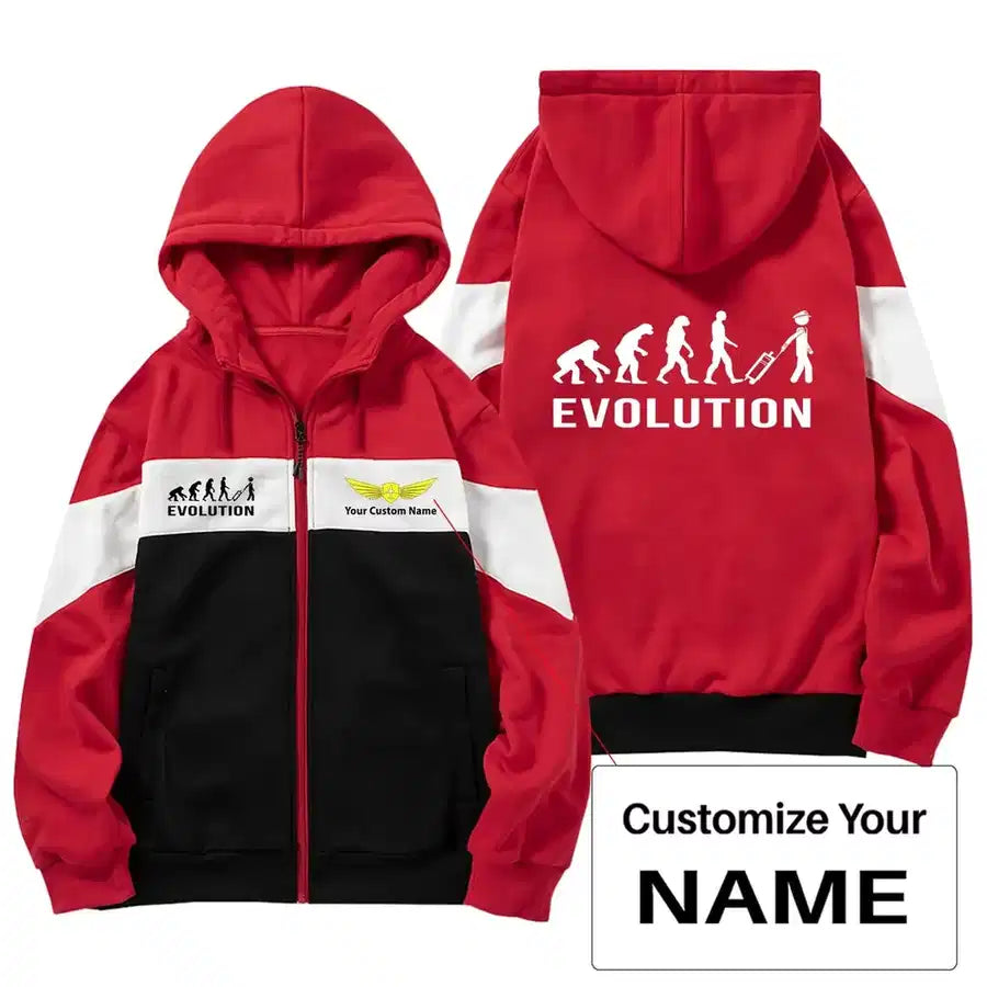 Pilot Evolution Zipped Hoodie - Colourful - Red + Name (Customizable)