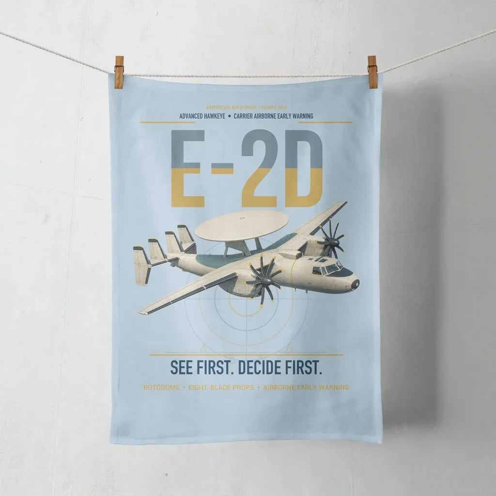 E-2D Advanced Hawkeye design on light blue towel
