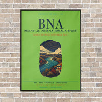 Thumbnail for Nashville International Airport BNA vertical canvas print - framed - light green background