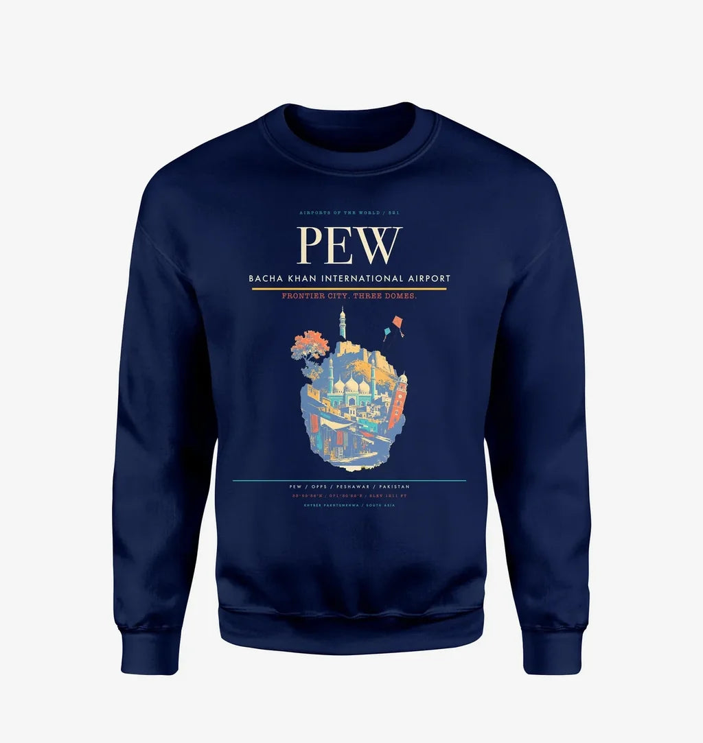 Bacha Khan International Airport PEW Sweatshirt - Navy Blue