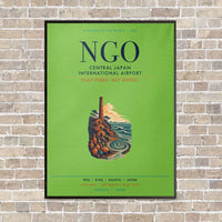 Thumbnail for Central Japan International Airport NGO vertical canvas print - framed - light green background