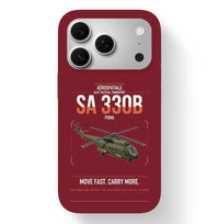 Thumbnail for Aérospatiale SA 330B Puma design on dark red magsafe iphone case, for iPhone 17 Pro