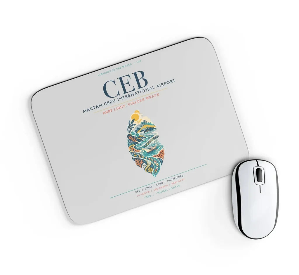 Mactan-Cebu International Airport (CEB) design on light gray rectangle mouse pad