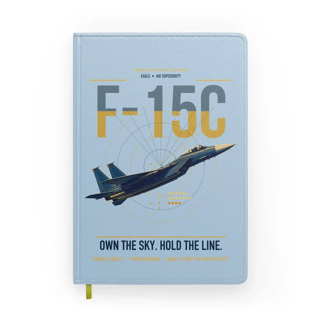 F-15C Eagle design on light blue notebook