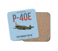 Thumbnail for P-40E Warhawk design on light blue 1 piece coaster