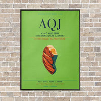 Thumbnail for King Hussein International Airport AQJ vertical canvas print - framed - light green background