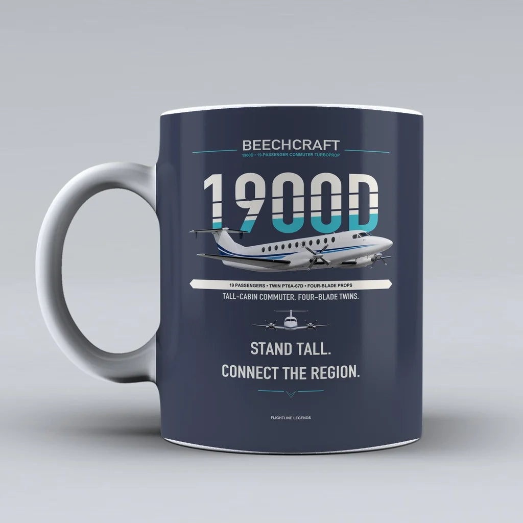 1900D Mug design on dark blue beechcraft