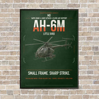 Thumbnail for MD AH-6M Little Bird vertical canvas print - framed - dark green background