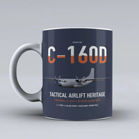 Thumbnail for Transall C-160D design on dark blue ceramic mug, double-side print