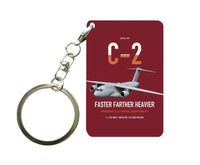 Thumbnail for Kawasaki C-2 design on dark red designed key chain, double-side print