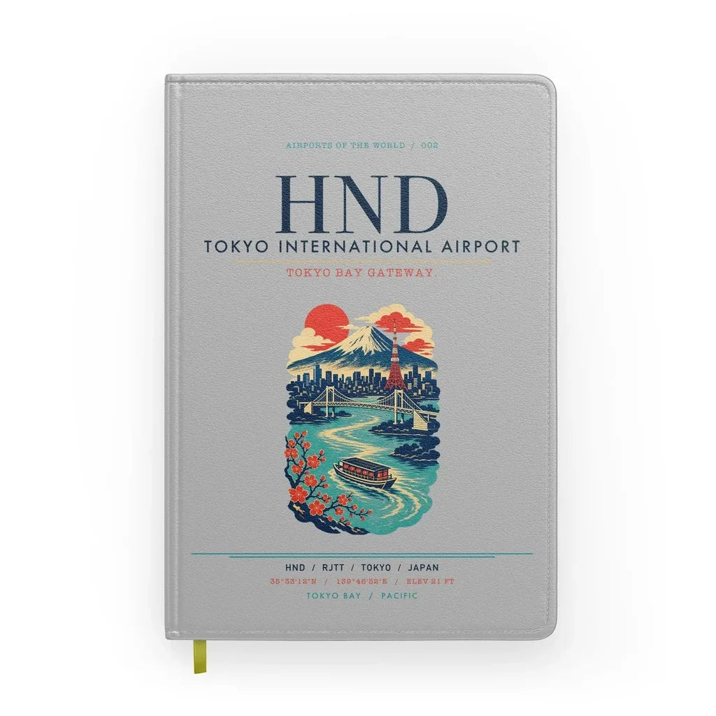 Tokyo Haneda Airport (HND) design on light gray notebook