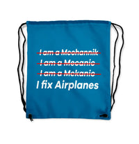 Thumbnail for I Fix Airplanes Drawstring Bag - view 5