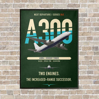 Thumbnail for Airbus A300B4 vertical canvas print - framed - dark green background