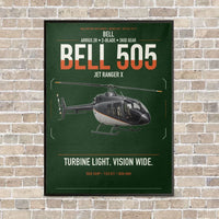 Thumbnail for Bell 505 Jet Ranger X vertical canvas print - framed - dark green background