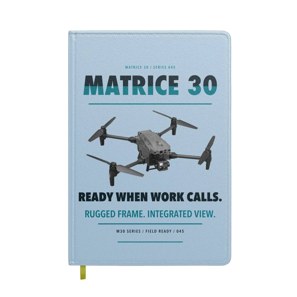 DJI Matrice 30 design on light blue notebook