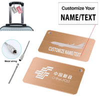 Thumbnail for China Postal Airlines Aluminum Airplane Luggage tag, Gold + NAME