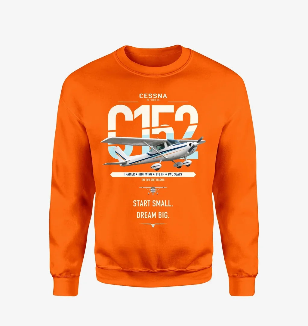 Cessna 152 design on orange sweatshirt