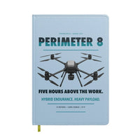 Thumbnail for Skyfront Perimeter 8 design on light blue notebook