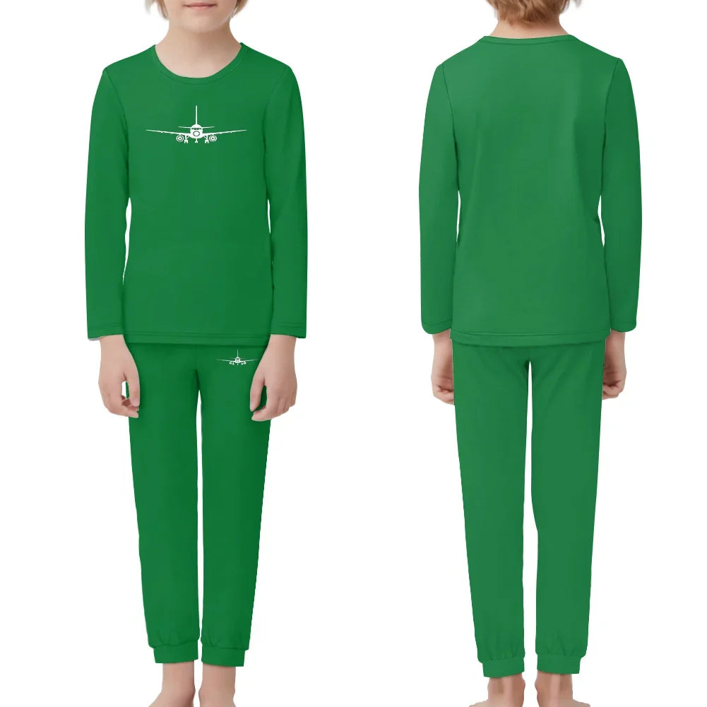 Sukhoi Superjet 100 Silhouette children pajamas - Green