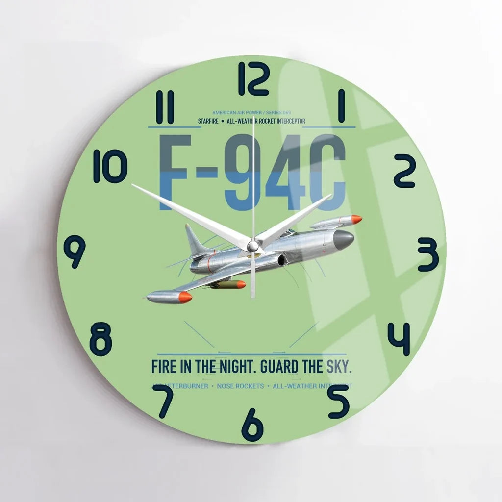 F-94C Starfire design on light green no frame wall clock