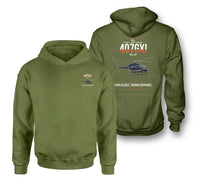 Thumbnail for Bell 407GXi design on green army double-side hoodie, double-side print