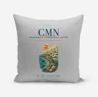Thumbnail for Casablanca Mohammed V International Airport (CMN) design on light gray pillow