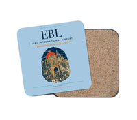 Thumbnail for Erbil International Airport (EBL) design on light blue 1 piece coaster