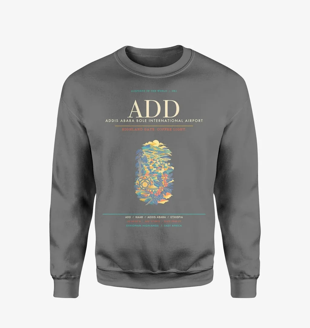 Addis Ababa Bole International Airport ADD Sweatshirt - Gray
