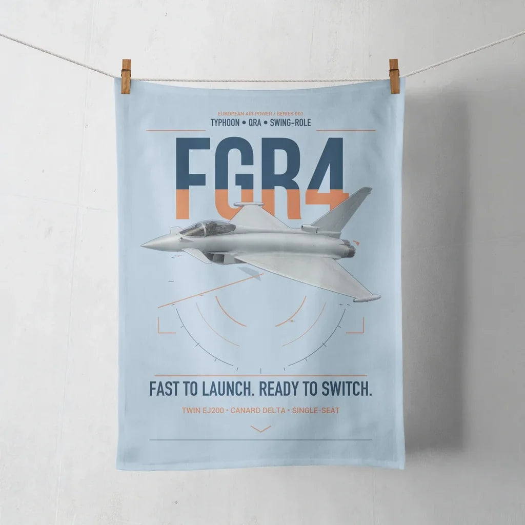 Eurofighter Typhoon FGR4 design on light blue towel