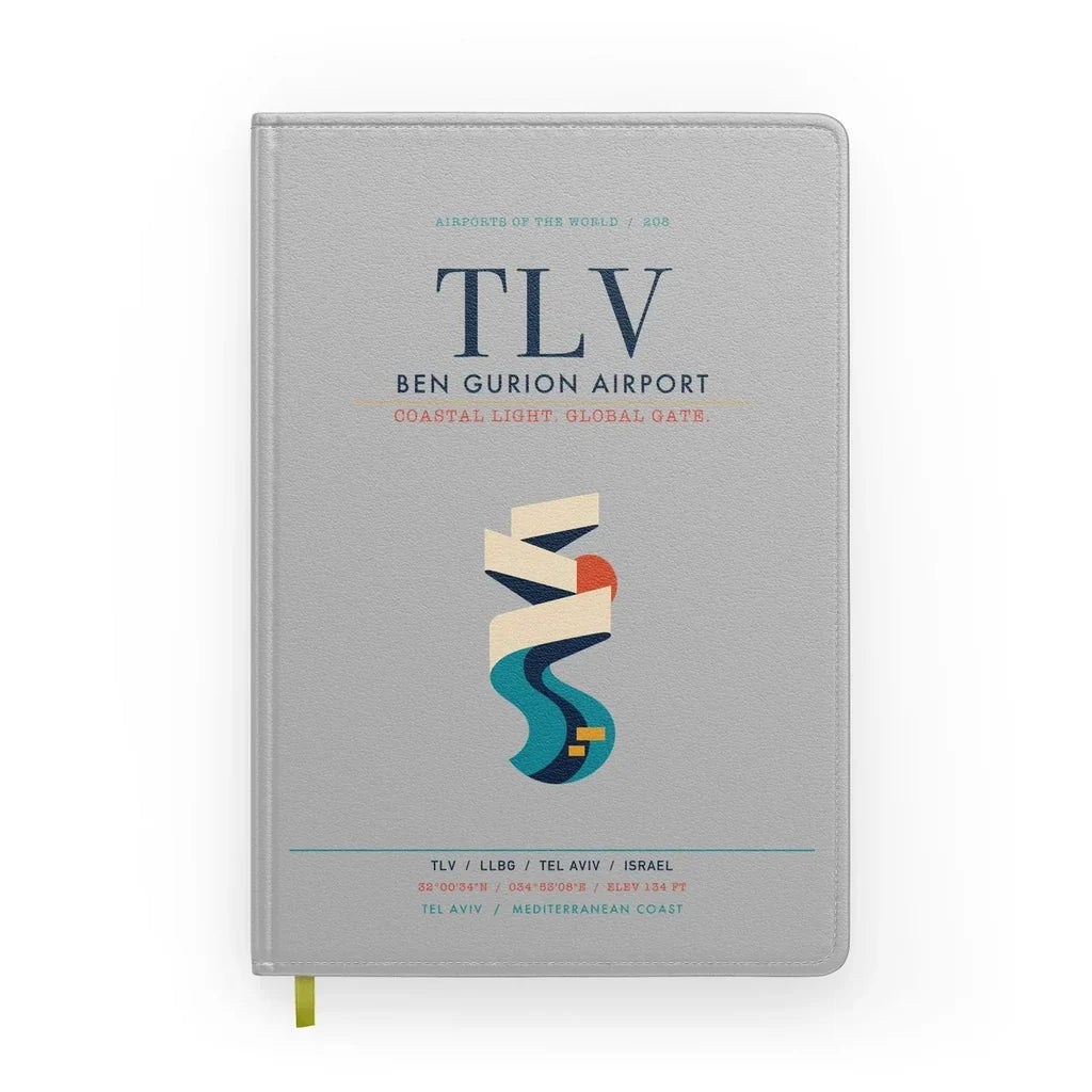 Tel Aviv Ben Gurion Airport (TLV) design on light gray notebook