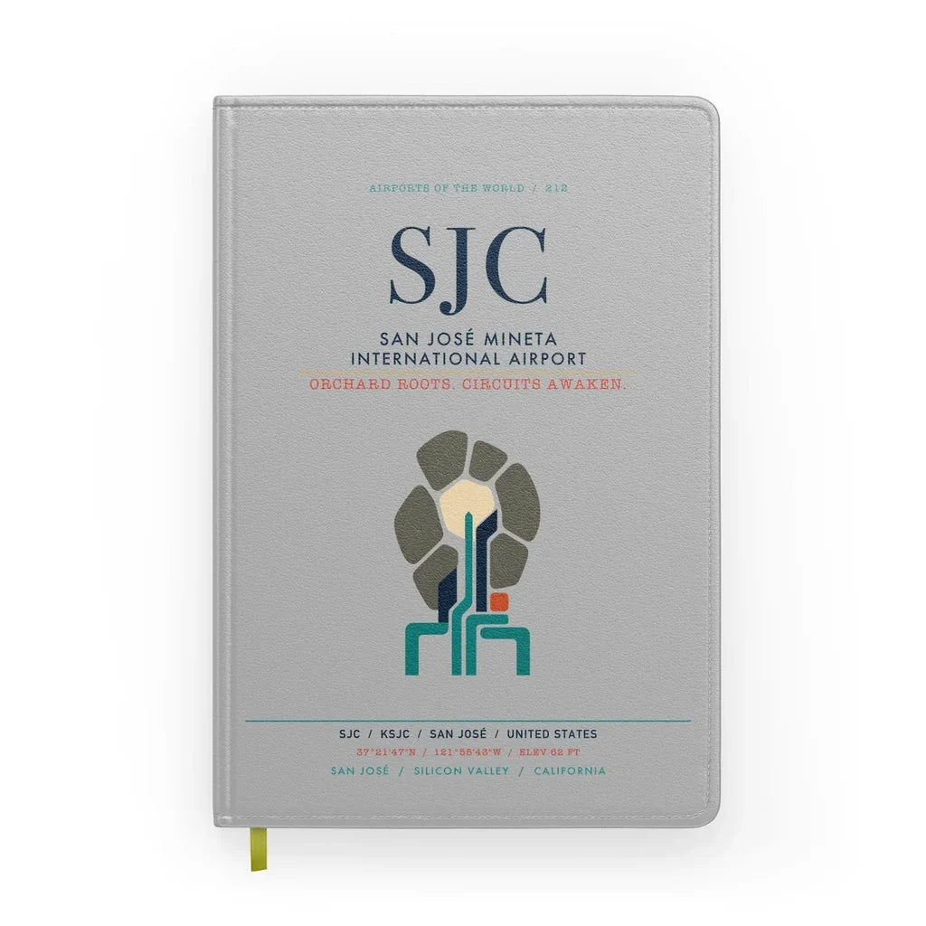 San José Mineta International Airport (SJC) design on light gray notebook