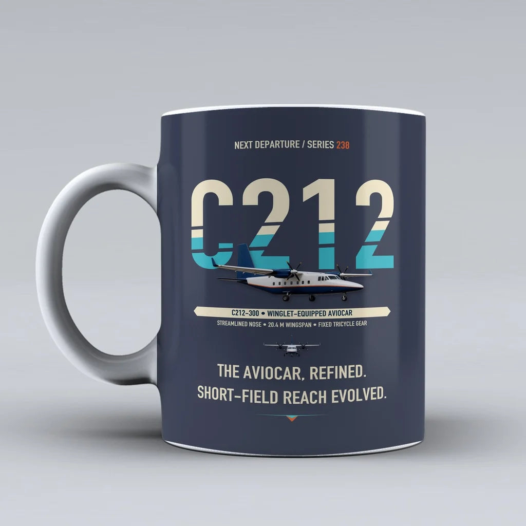 C-212-300 Aviocar Mug design on dark blue casa