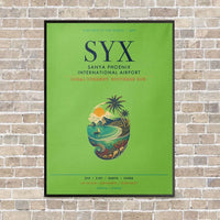 Thumbnail for Sanya Phoenix International Airport SYX vertical canvas print - framed - light green background