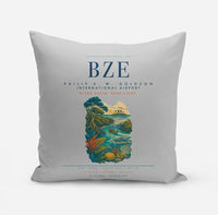 Thumbnail for Philip S. W. Goldson International Airport (BZE) design on light gray pillow