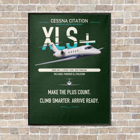 Thumbnail for Cessna Citation XLSPlus vertical canvas print - framed - dark green background