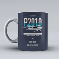 Thumbnail for Tecnam P2010 design on dark blue ceramic mug, double-side print
