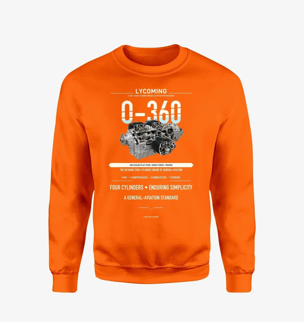 O-360 design on orange sweatshirt
