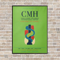 Thumbnail for John Glenn Columbus International Airport CMH vertical canvas print - framed - light green background
