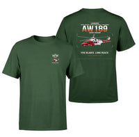 Thumbnail for Leonardo AW189 design on dark green t-shirt, double-side print