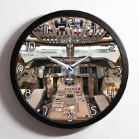 Thumbnail for Boeing 747 Cockpit aviation design on premium wood and metal wall clock.