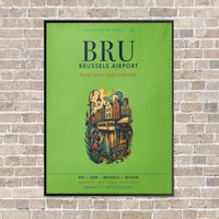 Thumbnail for Brussels Airport BRU vertical canvas print - framed - light green background