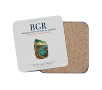 Thumbnail for Bangor International Airport (BGR) design on light gray 1 piece coaster