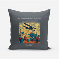 Thumbnail for VINTAGE G4389 - The Threshing Day Flyover - Designed Pillows design on gray