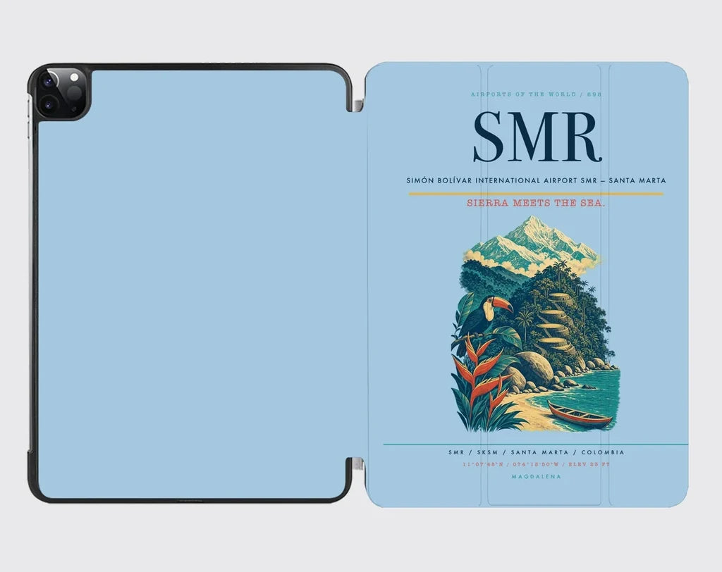 Simón Bolívar International Airport (SMR) design on light blue ipad tablet case