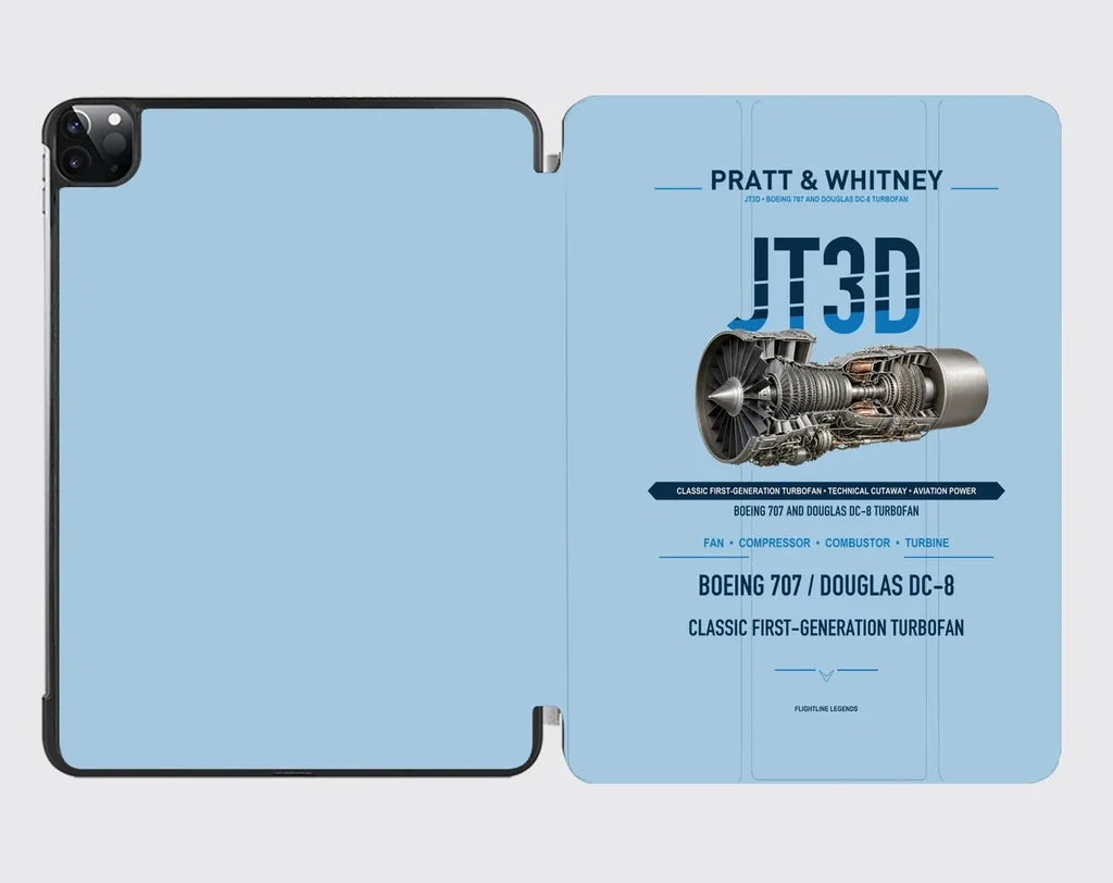 JT3D design on light blue ipad tablet case