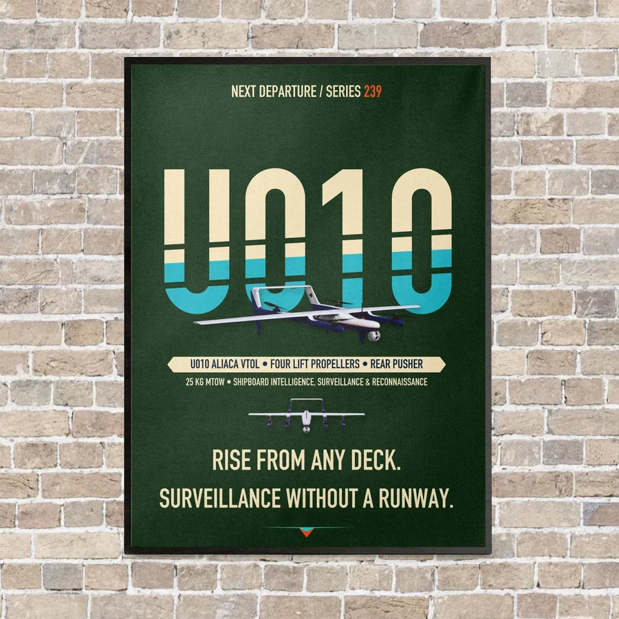 Airbus U010 Aliaca VTOL vertical canvas print - framed - dark green background