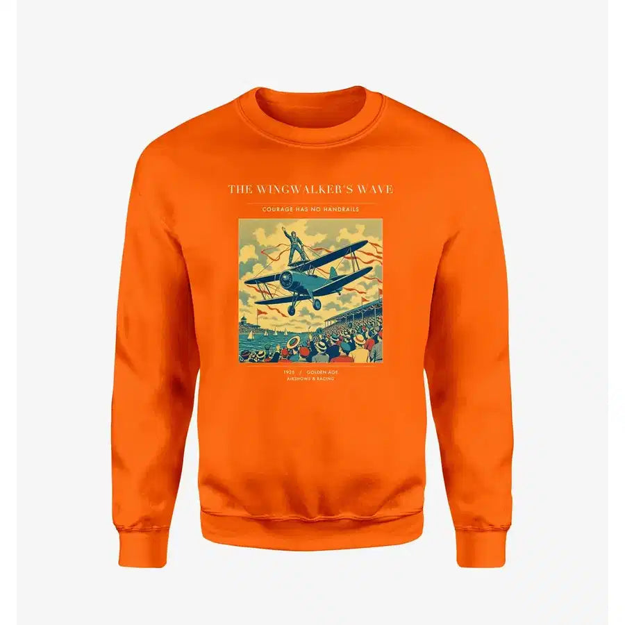 VINTAGE G4157 - The Wingwalker's Wave - Designed Sweatshirts design on orange