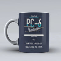 Thumbnail for Pilatus PC-6 Porter design on dark blue ceramic mug, double-side print