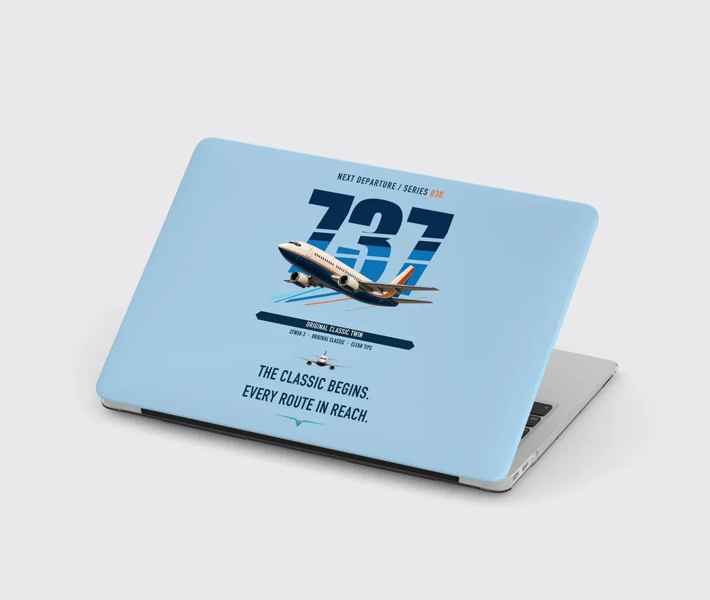 Boeing 737-300 Classic design on light blue MacBook case