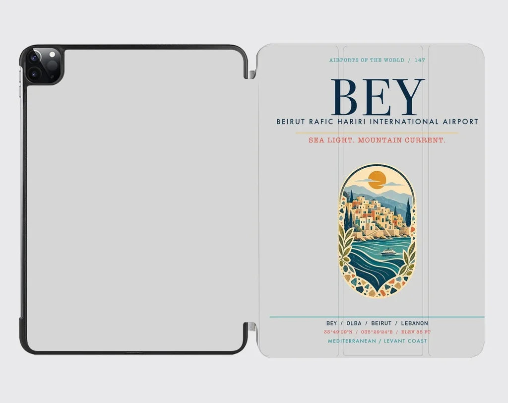Beirut Rafic Hariri International Airport (BEY) design on light gray ipad tablet case